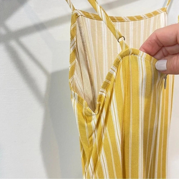 Woven Golden Yellow and Cream Striped Mini Wrap Dress Size M NWT - Picture 11 of 17